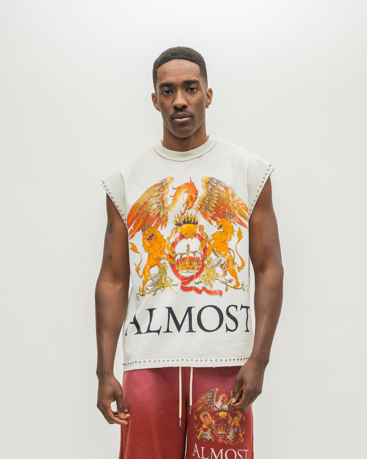 ALMOST SOMEDAY Crowned Cut-Off Tee in Cream