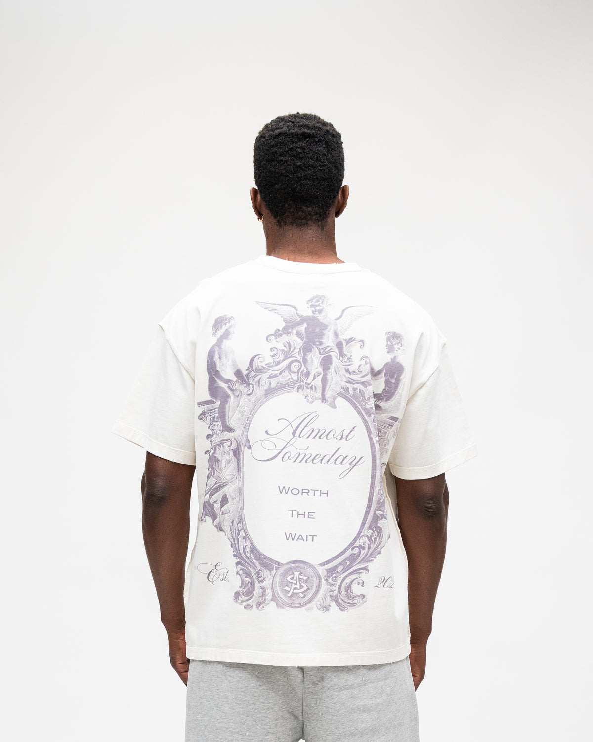 ALMOST SOMEDAY Flourish Tee in Cream, back view