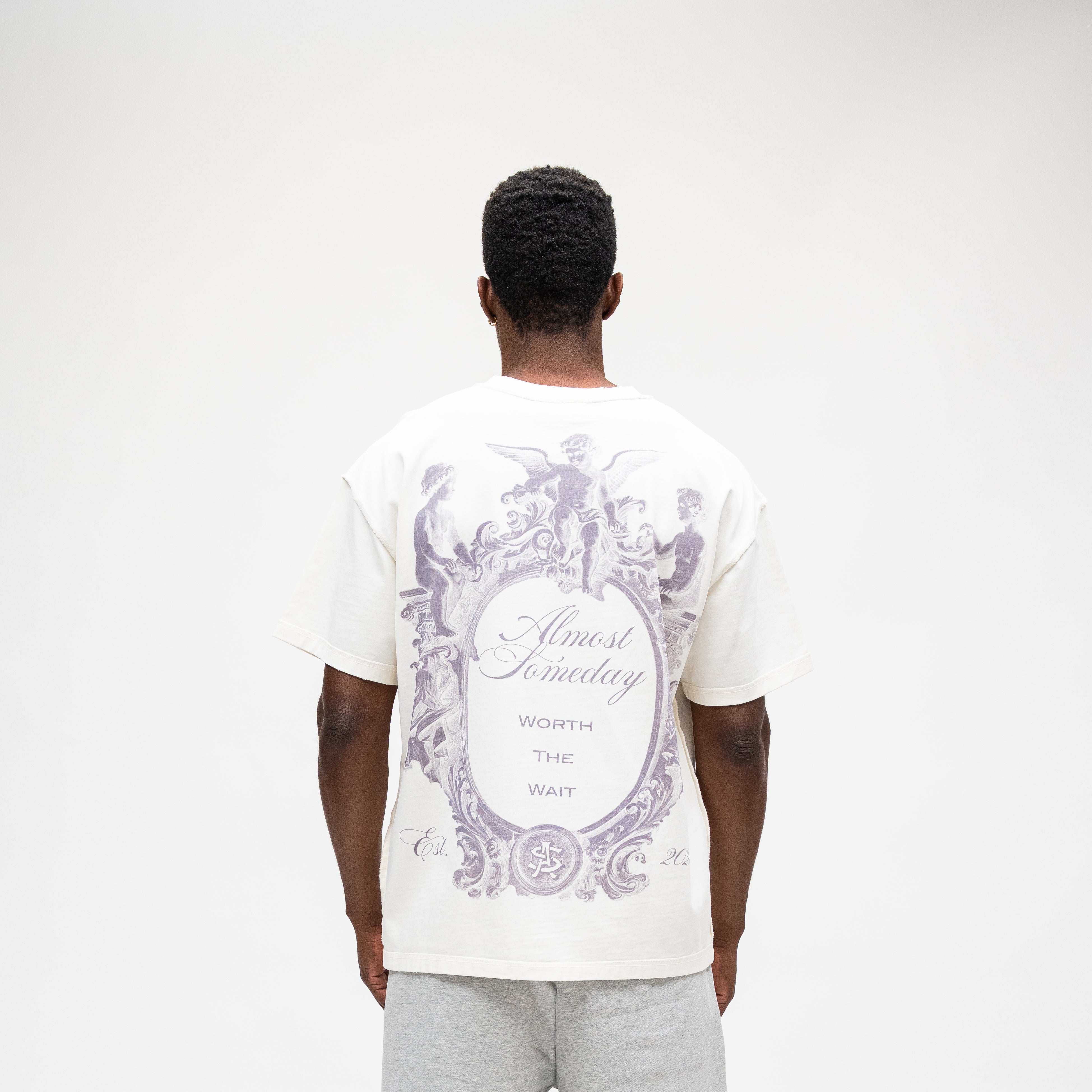 ALMOST SOMEDAY Flourish Tee in Cream, back view