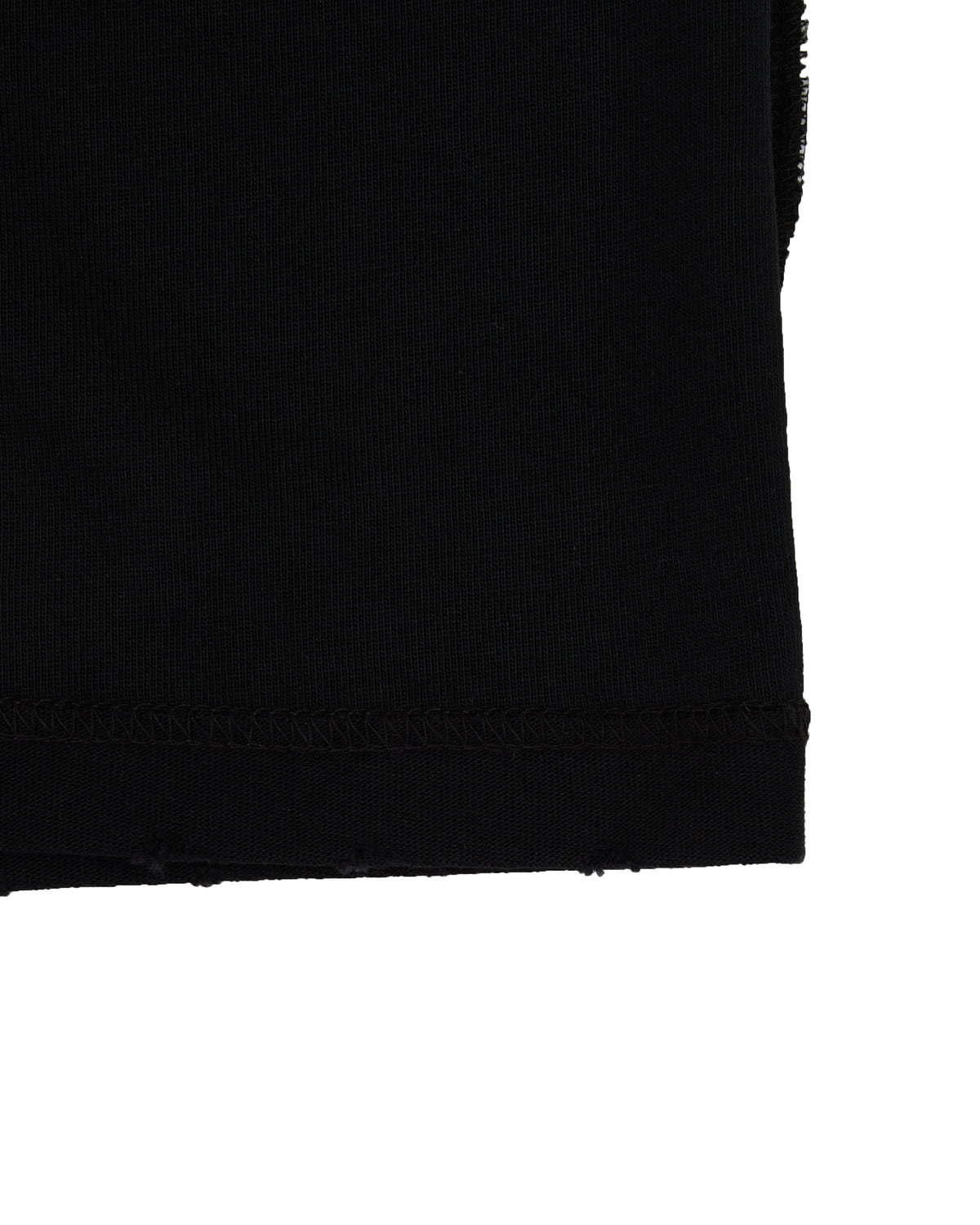 Close-up of black fabric corner on a white background