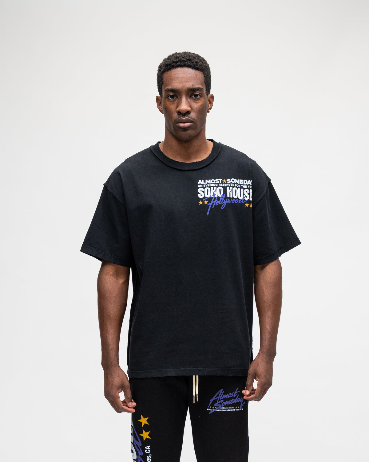 ALMOST SOMEDAY Soho Tee in Black, front view