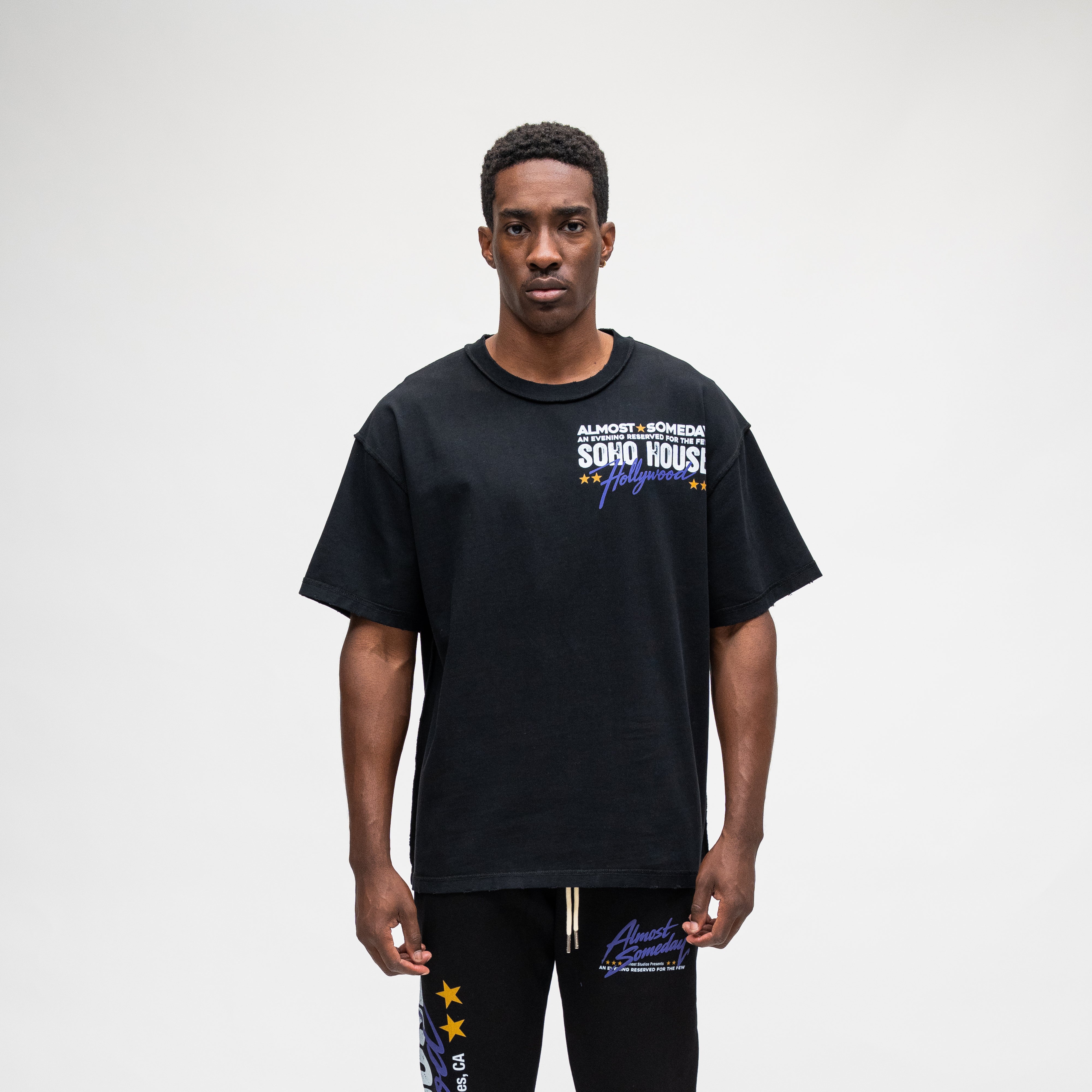 ALMOST SOMEDAY Soho Tee in Black, front view