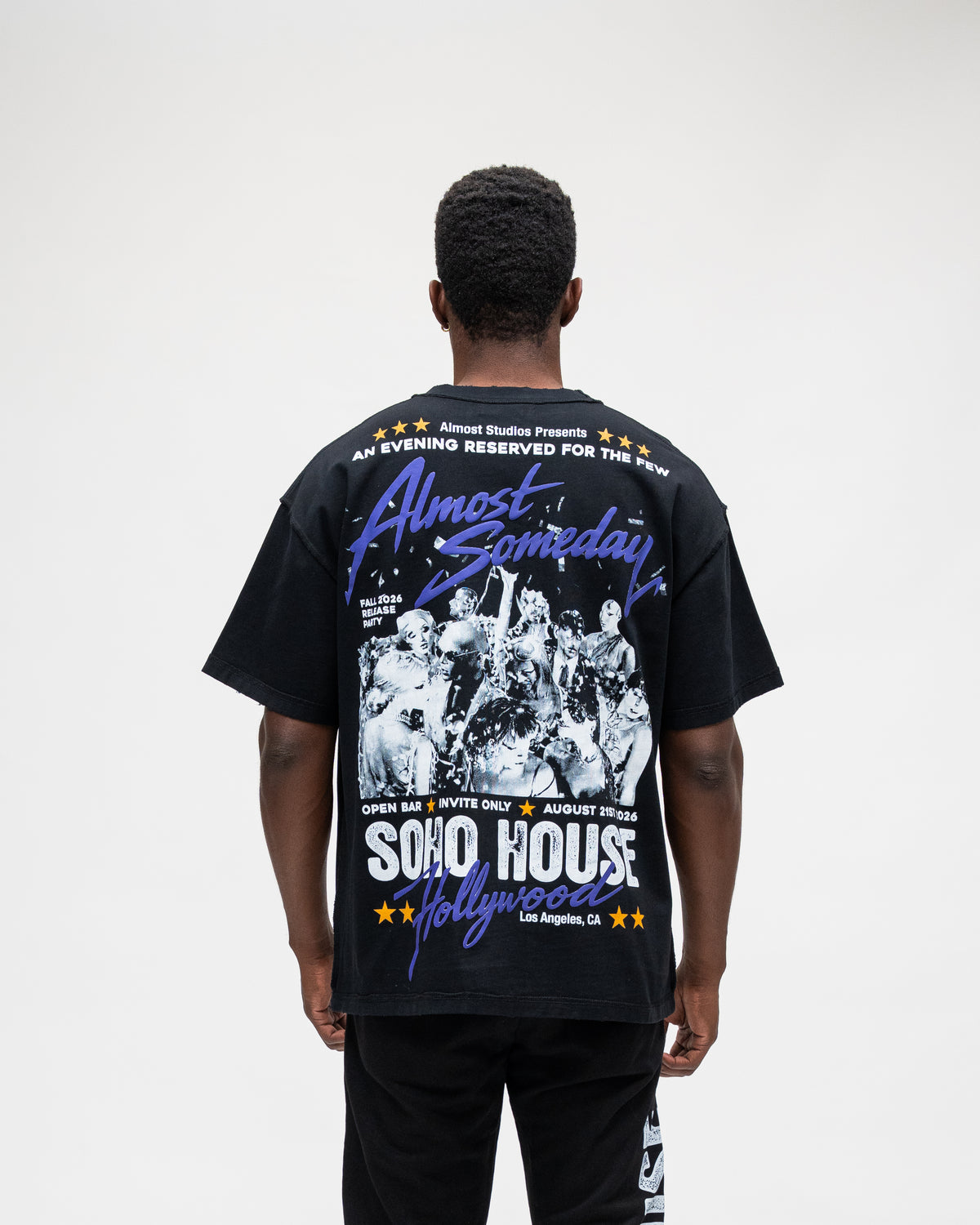 ALMOST SOMEDAY Soho Tee in Black, back view