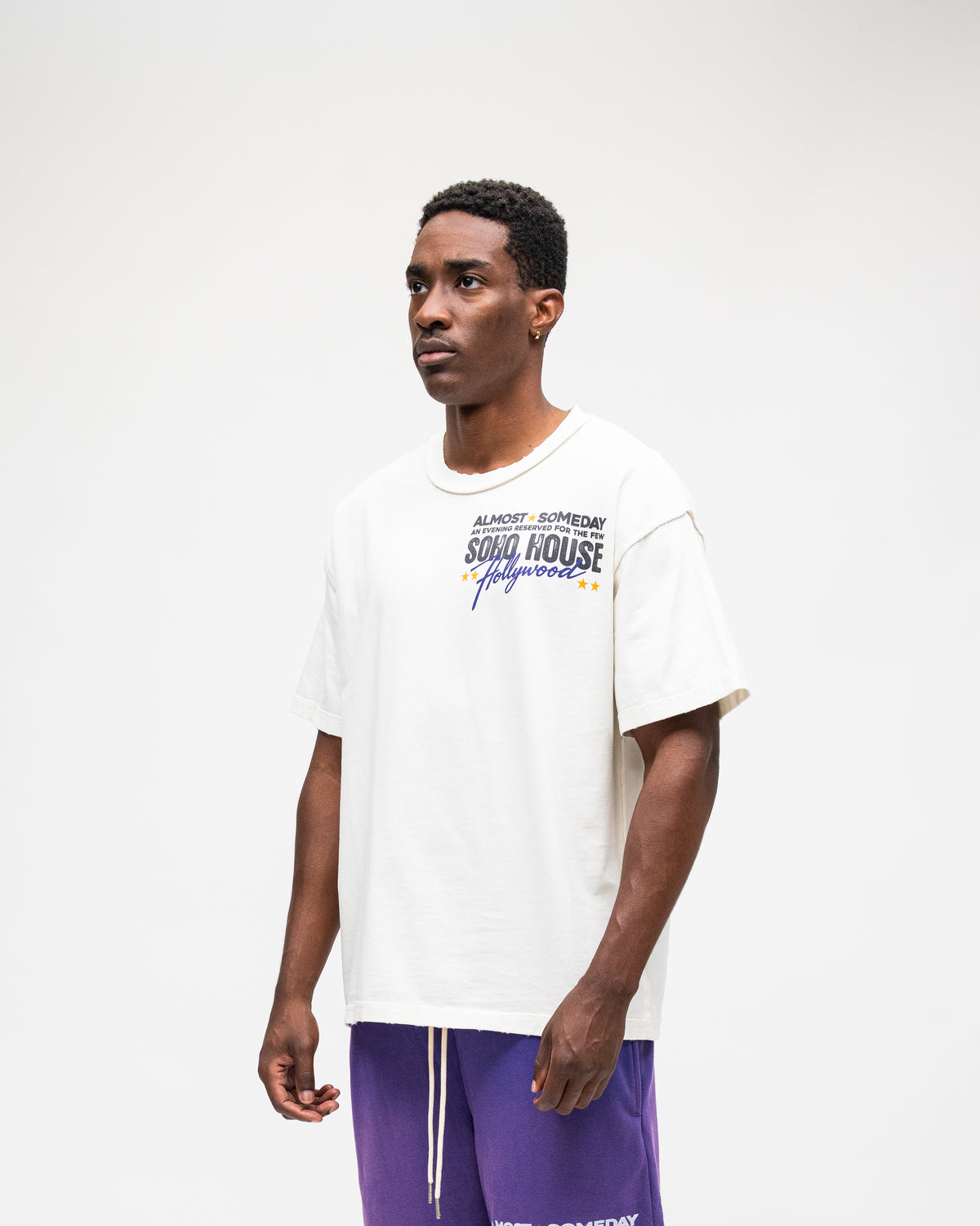 ALMOST SOMEDAY Soho Tee in Cream, back view