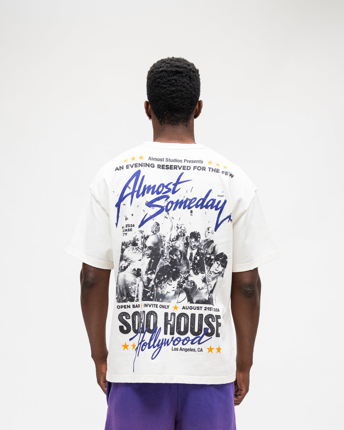 ALMOST SOMEDAY Soho Tee in Cream, detail view