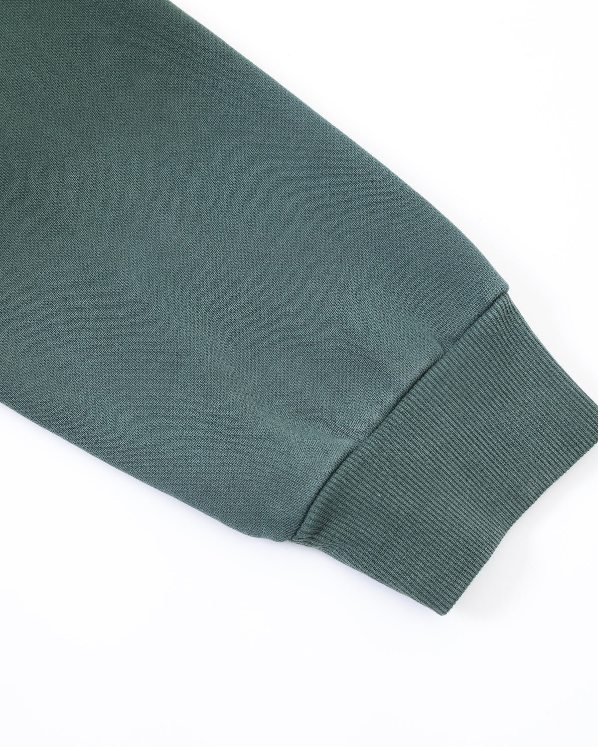 Enemies Zip Hoodie – Green – Close-up of sleeve and ribbed cuff