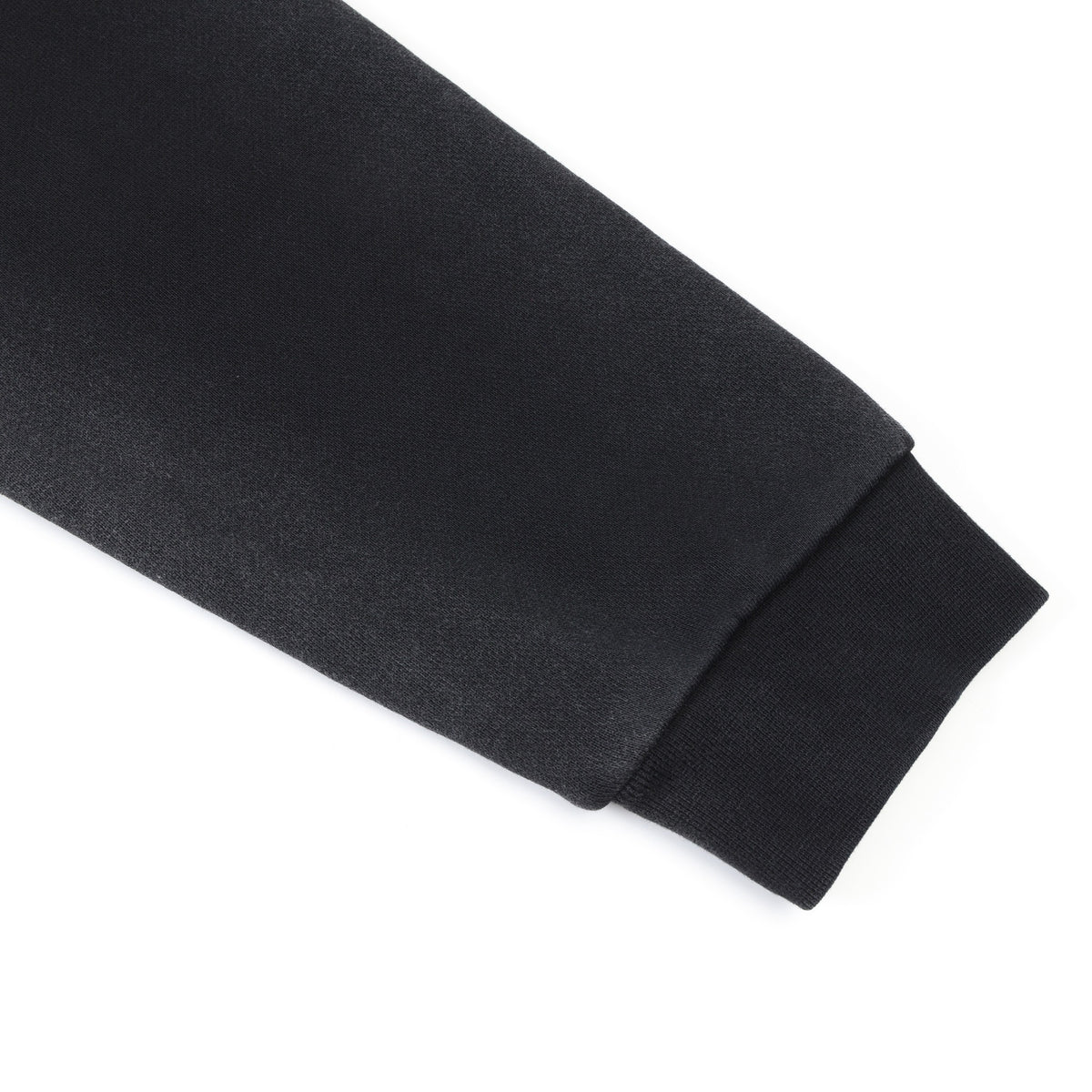League Hoodie – Black – Close-up of sleeve and ribbed cuff