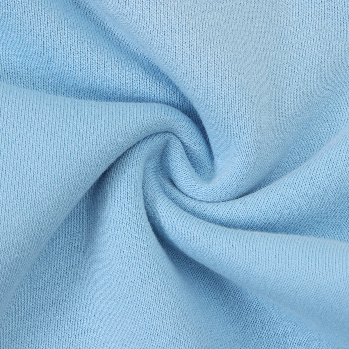 Members Flare Sweatpants – Light Blue – Close-up of light blue fabric twisted to show texture