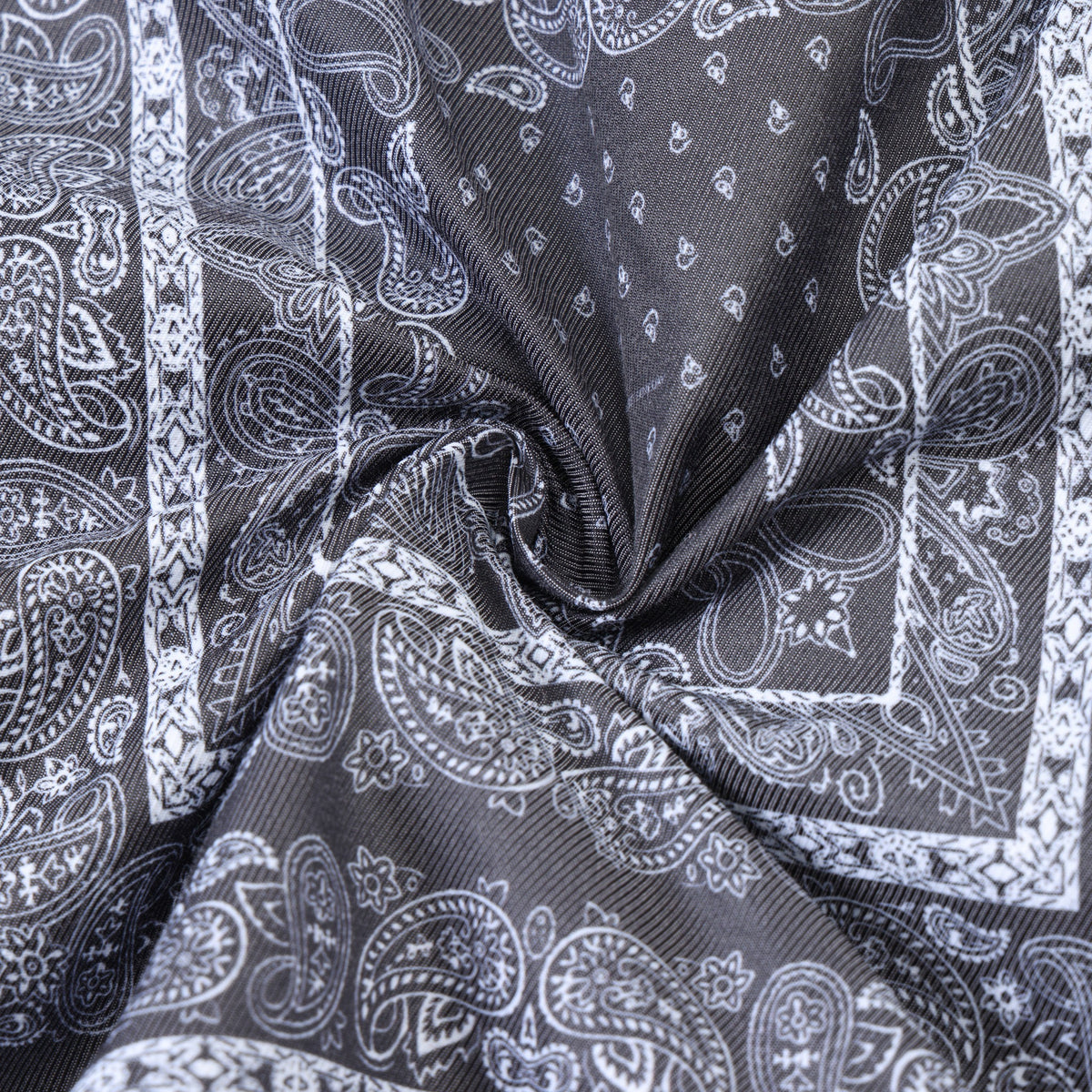 Saint Cropped Wool Jacket – Black – Close-up of paisley-patterned interior lining