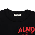 Black tshirt with red text and 'Almost Someday' label on a white background