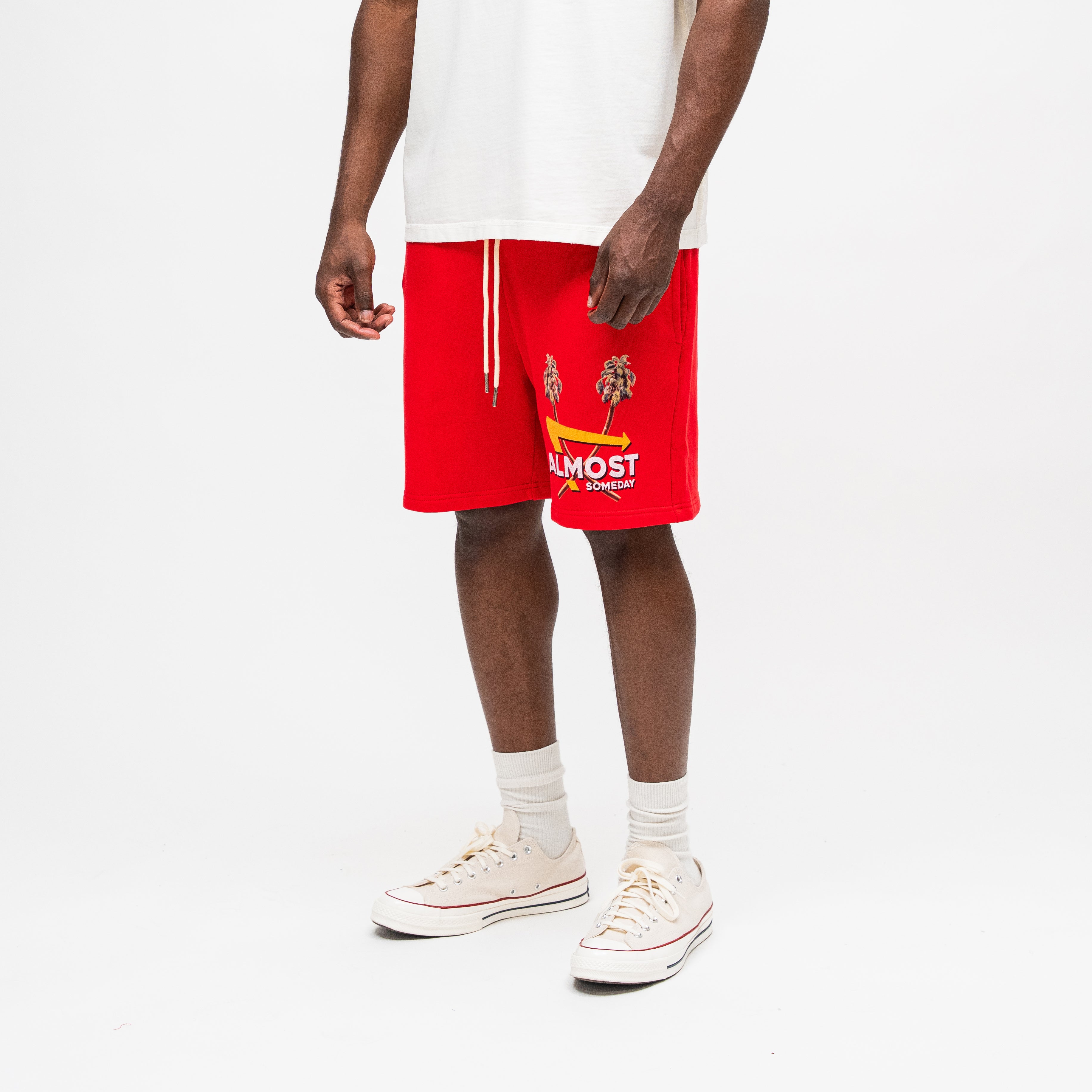 ALMOST SOMEDAY Drive Thru Terry Short in Red, detail view