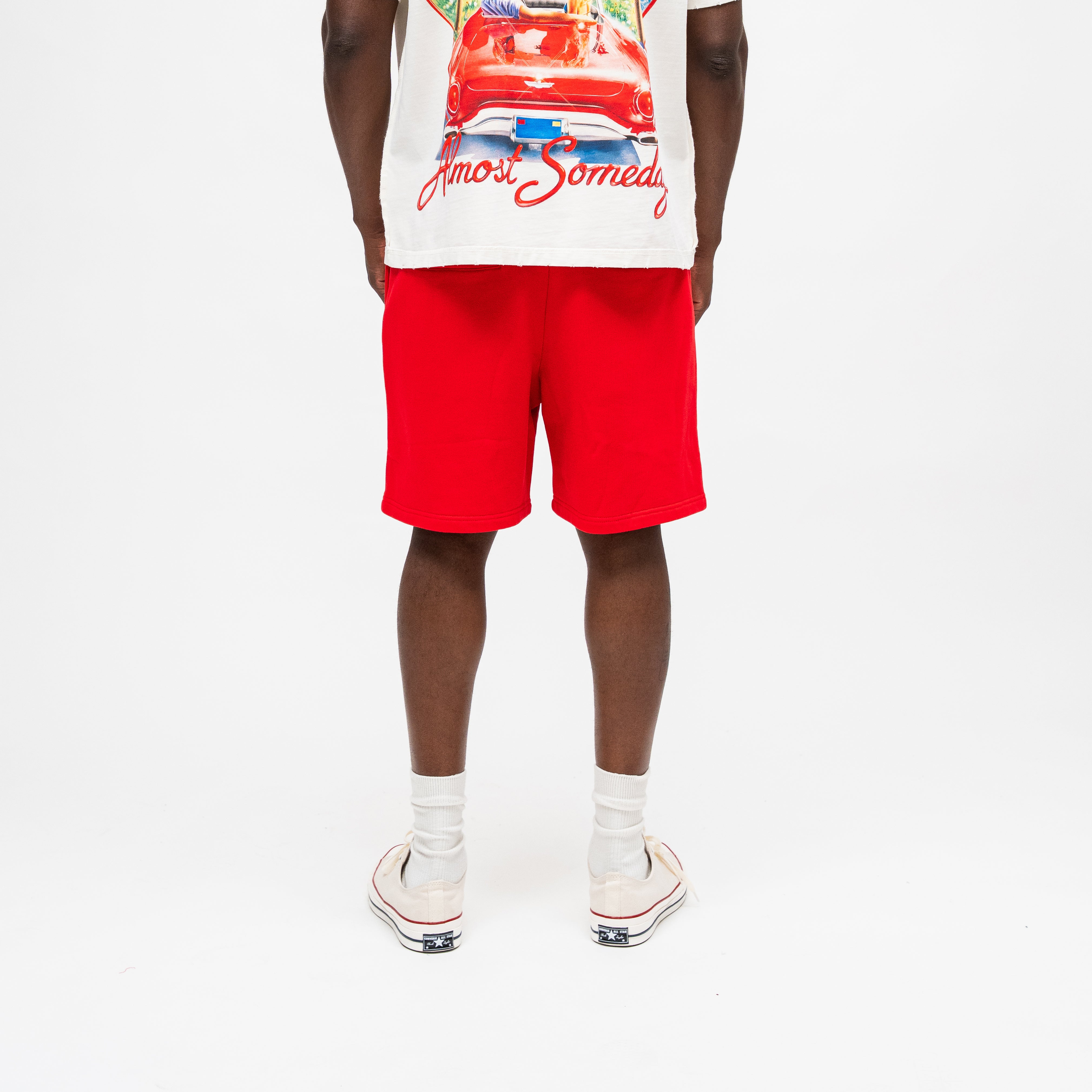 ALMOST SOMEDAY Drive Thru Terry Short in Red, back view