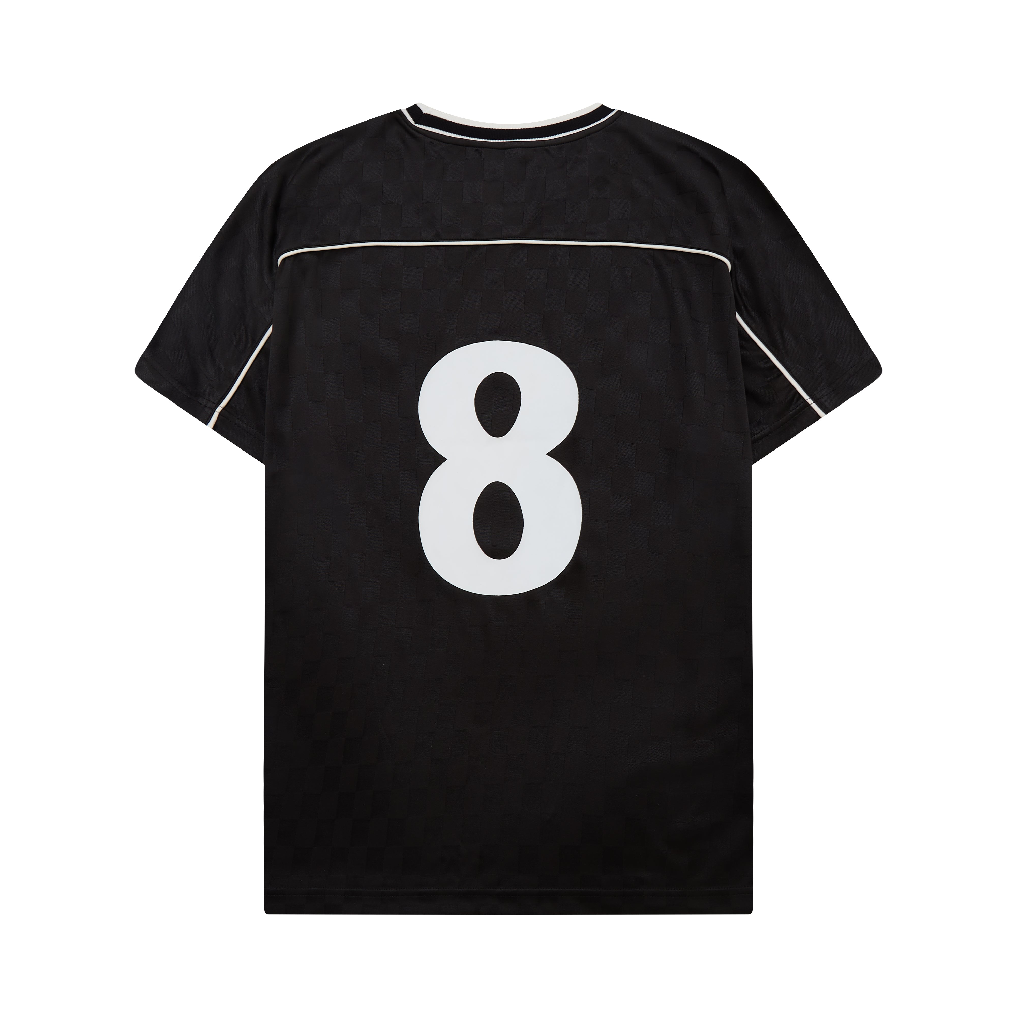 Black sports jersey with number 8 on a white background