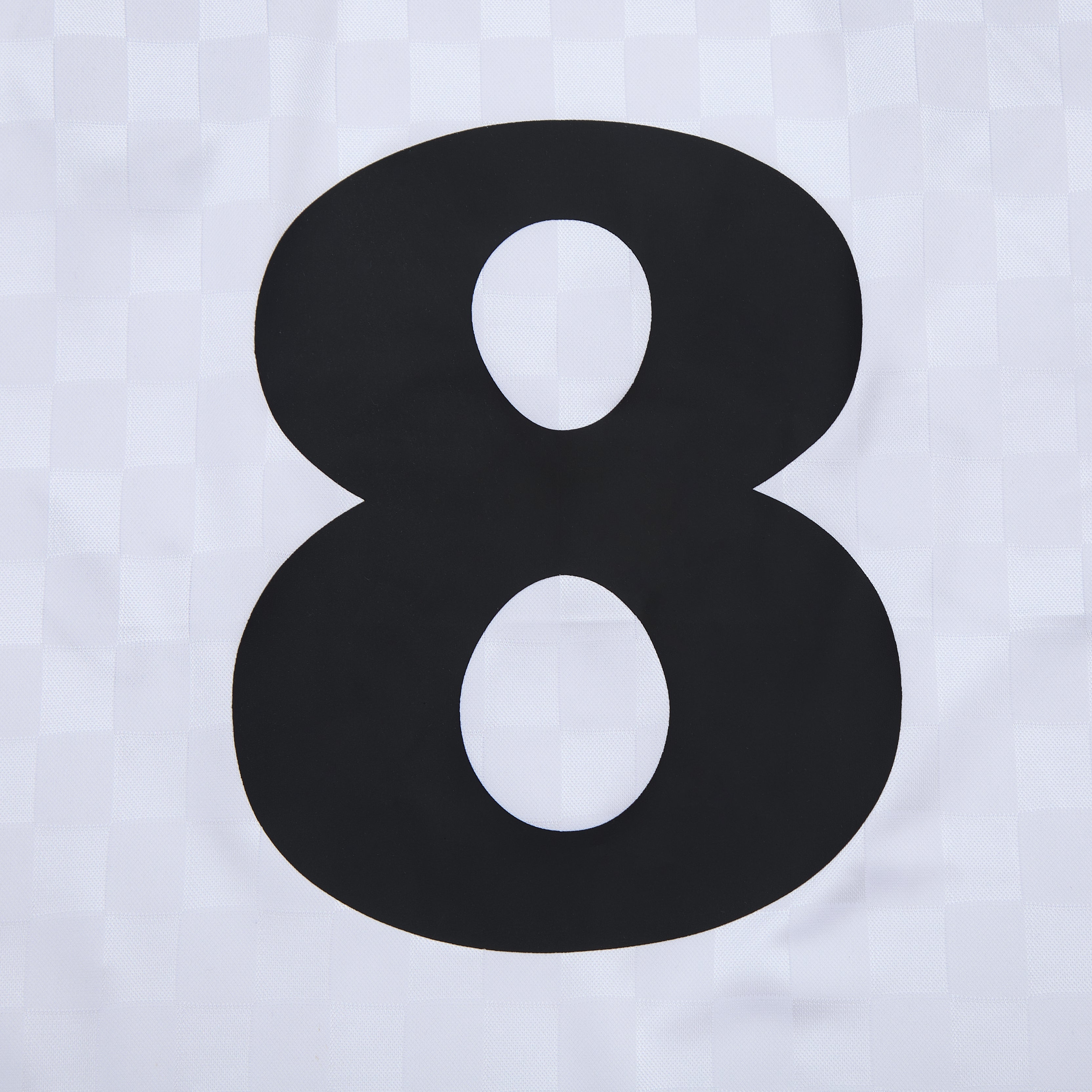 Black number '8' on a white background