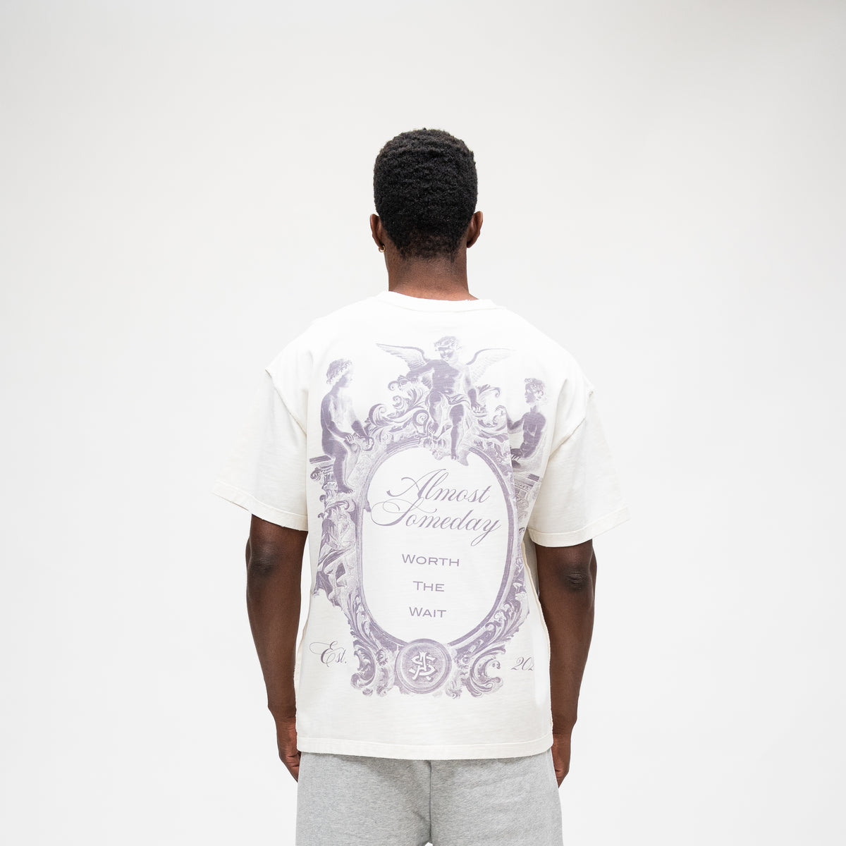 ALMOST SOMEDAY Flourish Tee in Cream, back view