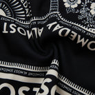 Black fabric with white text and patterns, featuring 'ALMOST SOMEDAY' design.