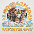 Colorful graphic with an eagle and text on a light gray background