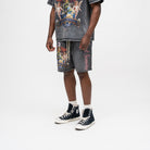 ALMOST SOMEDAY Motley Terry Shorts in Black, detail view