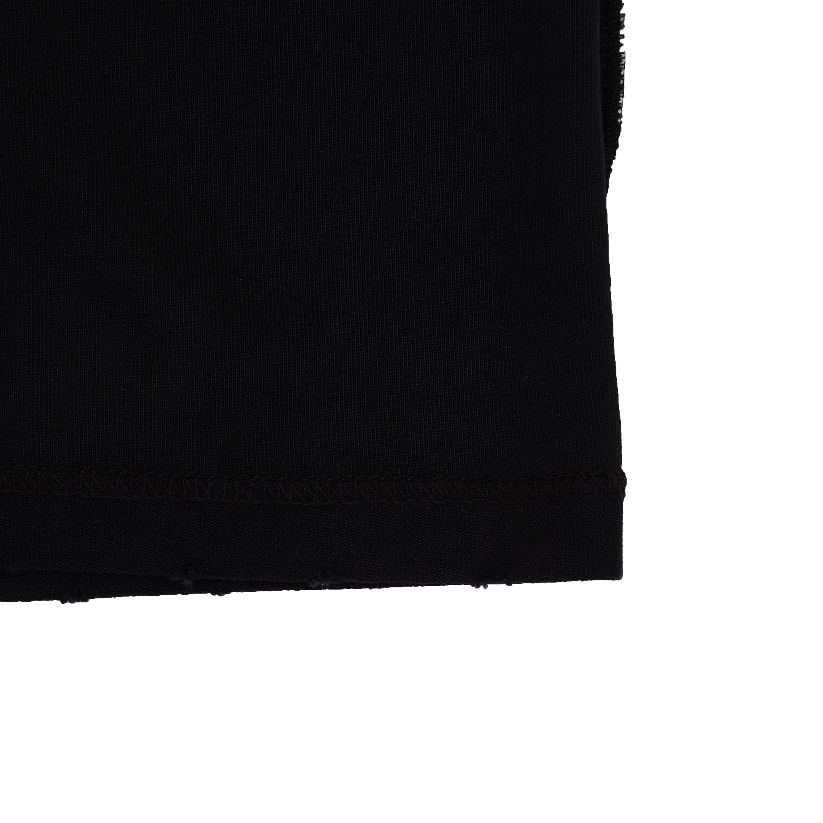 Close-up of black fabric corner on a white background