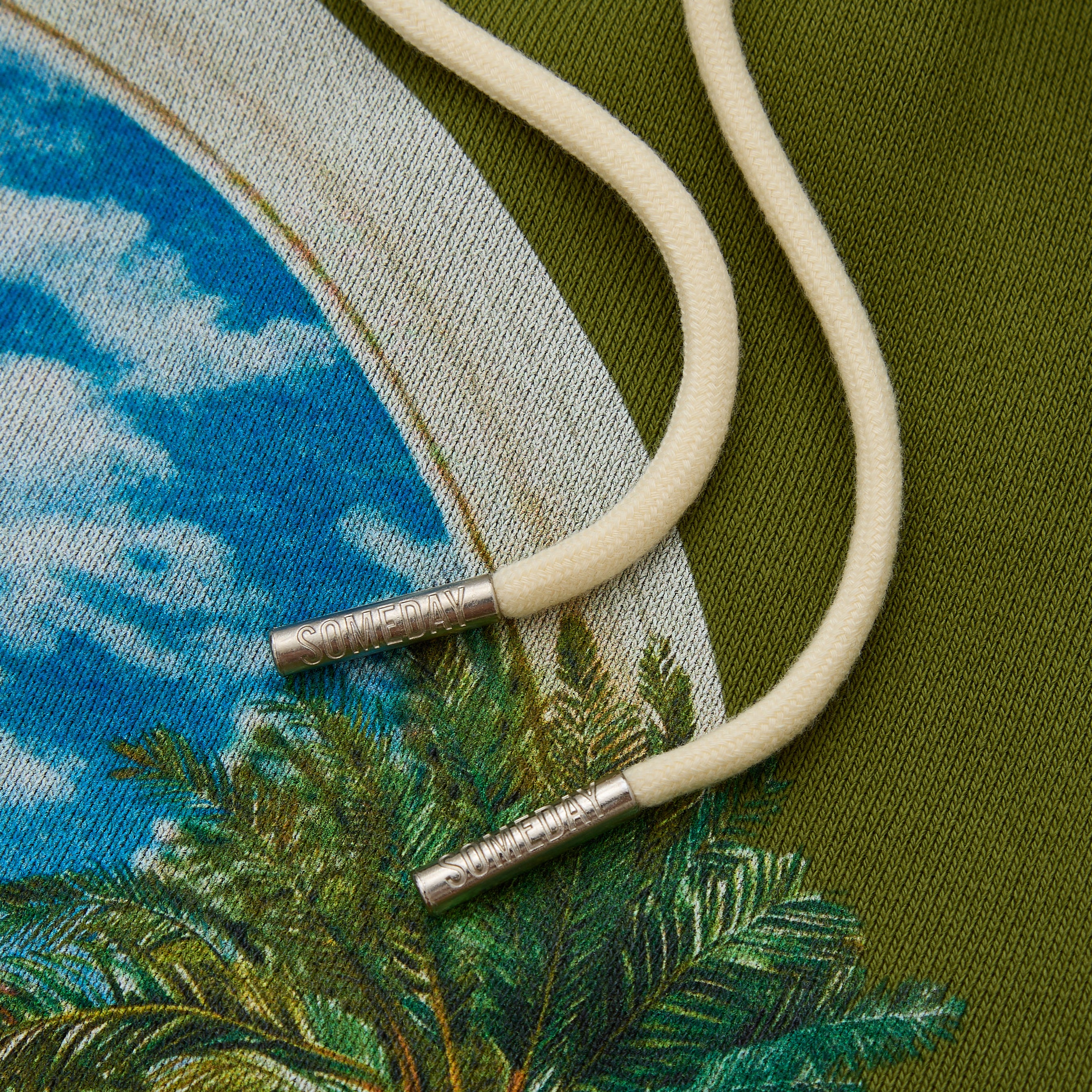 Close-up graphics with a floral pattern in the background