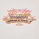 Decorative text 'Almost Someday Est. 2020' with tribal designs on a light background