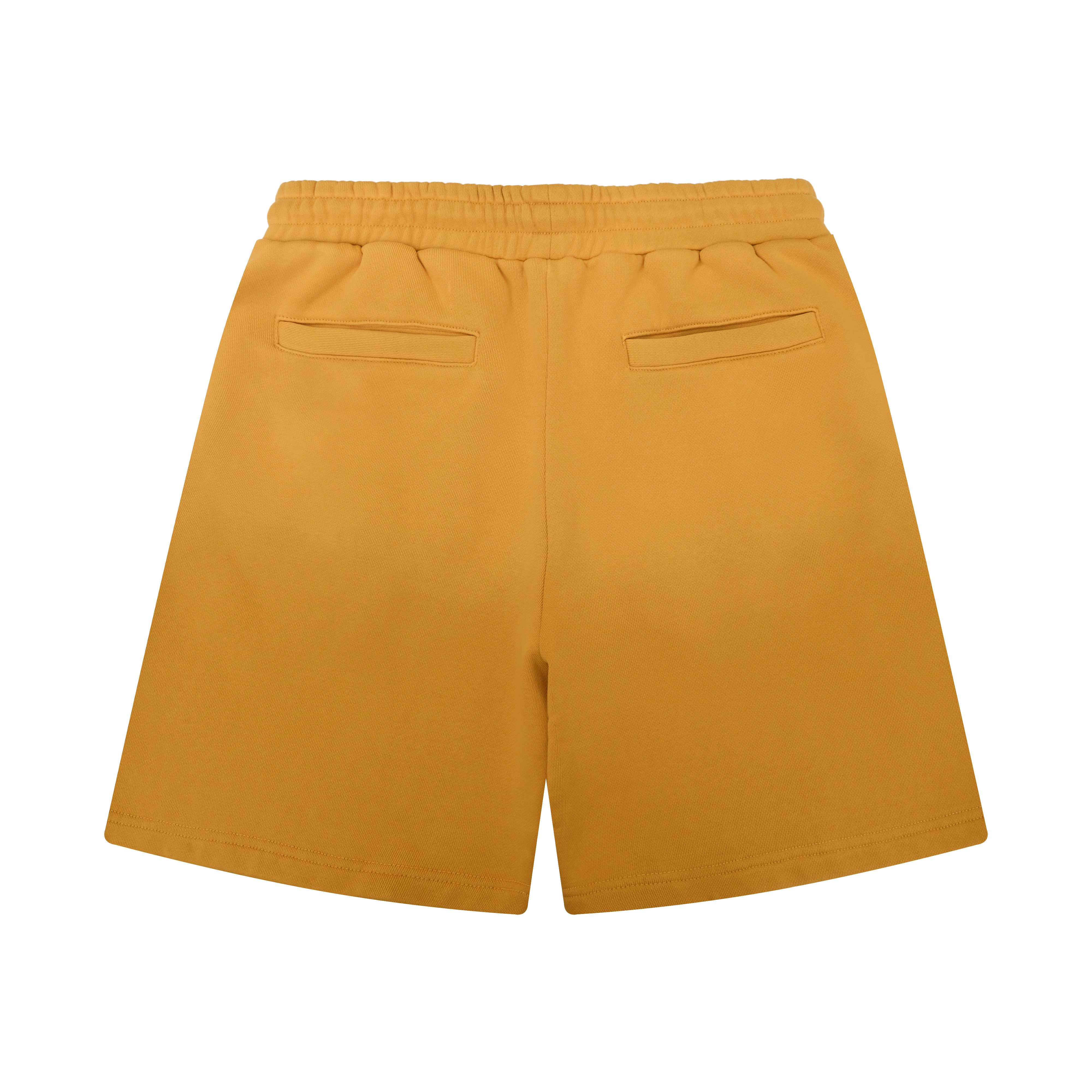 Mustard yellow shorts on a white background