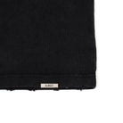 Black fabric with 'ALMOST' label on a white background