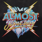 Colorful graphic with 'Almost Someday' text on a black background