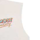 cream tank top with colorful text design on a white background