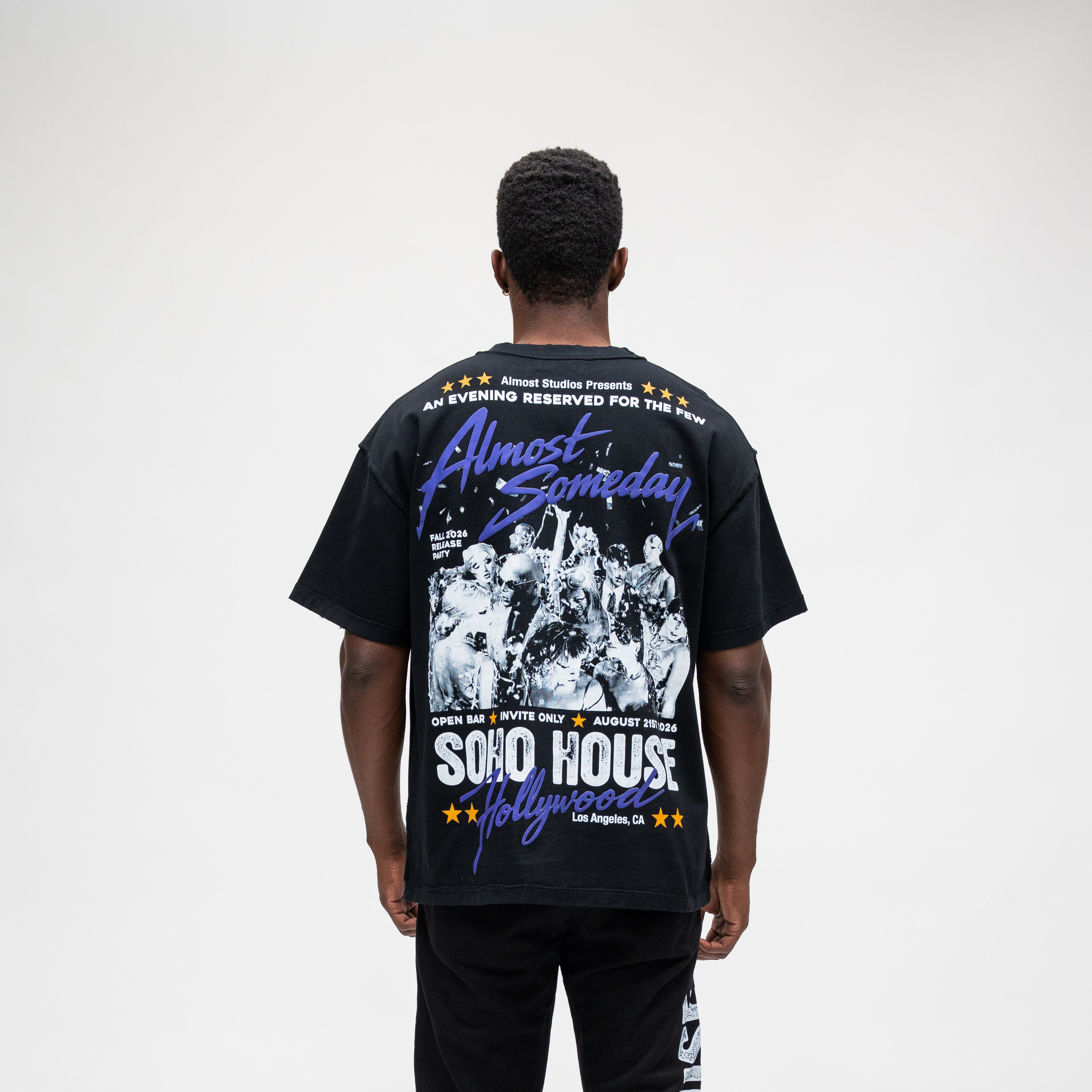 ALMOST SOMEDAY Soho Tee in Black, back view