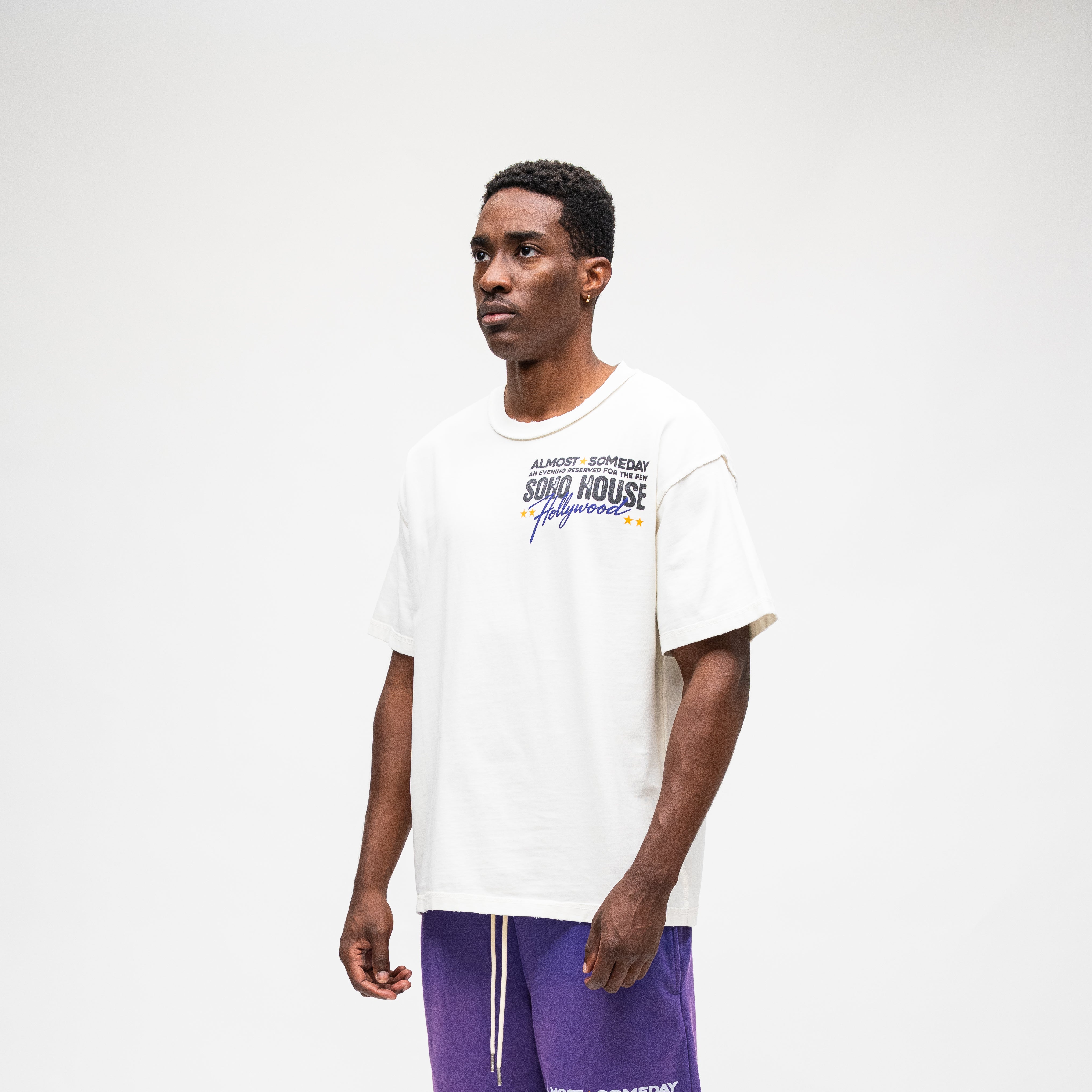 ALMOST SOMEDAY Soho Tee in Cream, back view