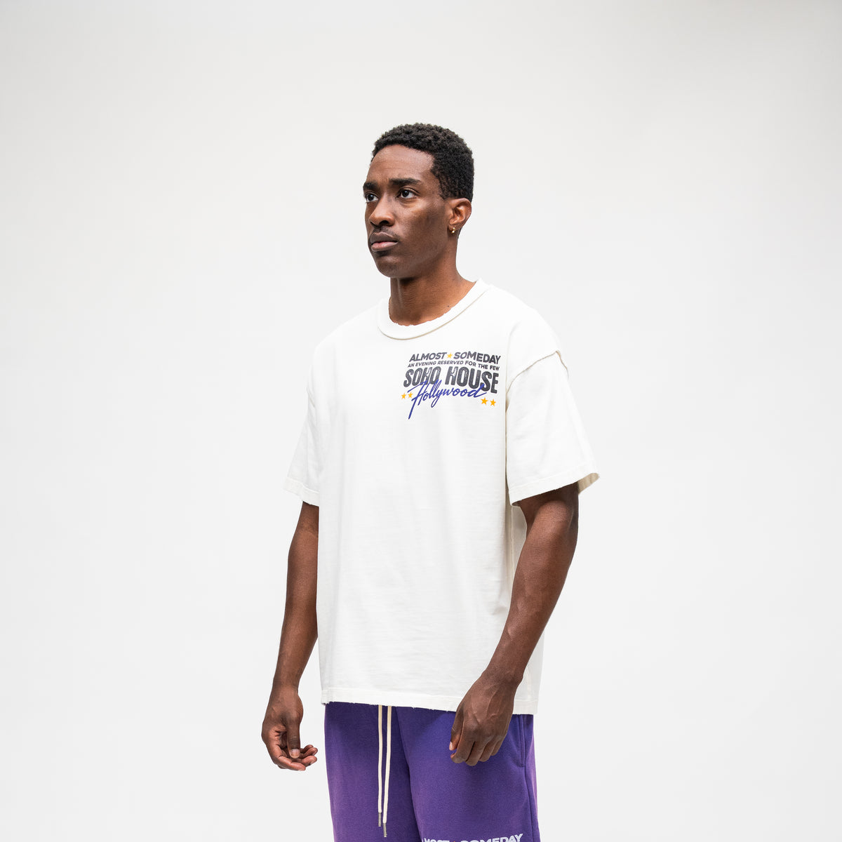 ALMOST SOMEDAY Soho Tee in Cream, back view