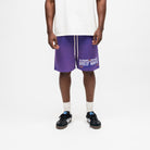 ALMOST SOMEDAY Soho Terry Shorts in Purple, front view