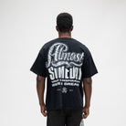 ALMOST SOMEDAY Vision Tee in Black, back view with full-back Almost Someday graphic print