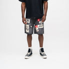 ALMOST SOMEDAY Welcome Denim Jort in Washed Black, front view