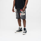 ALMOST SOMEDAY Welcome Denim Jort in Washed Black, detail view