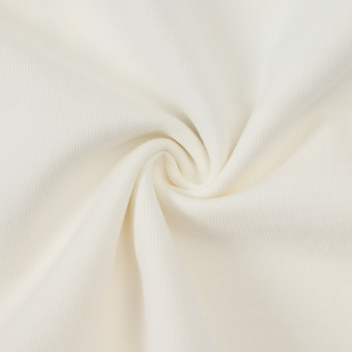 Enemies Tee – Cream – Close-up of cream fabric gathered to show knit texture