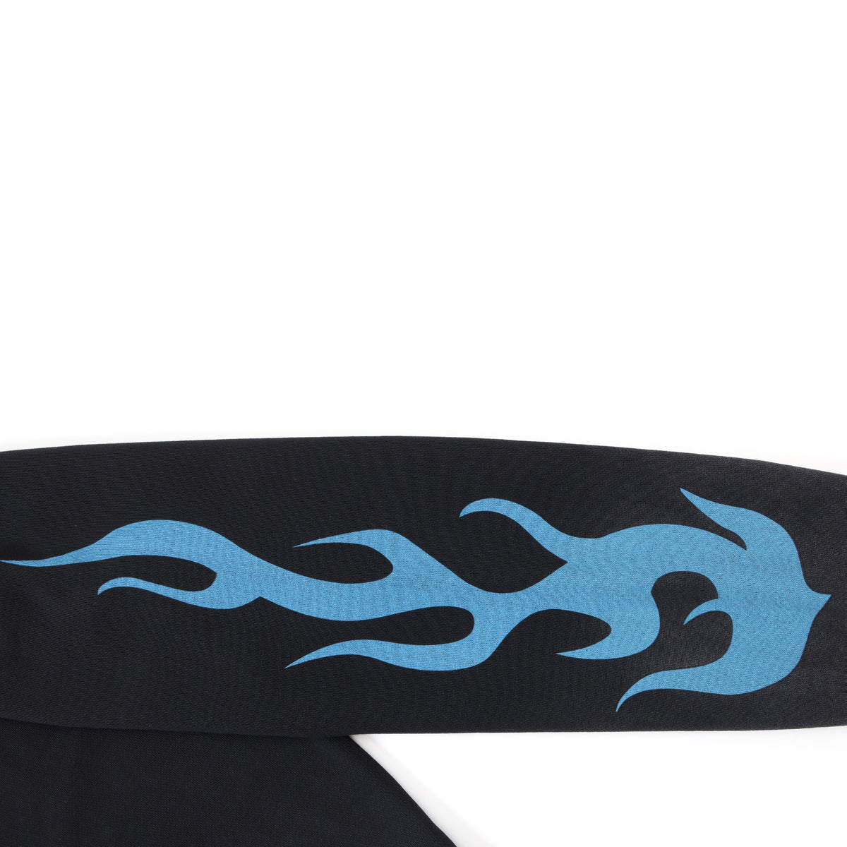 Members Zip Hoodie – Black – Sleeve showing blue flame graphic
