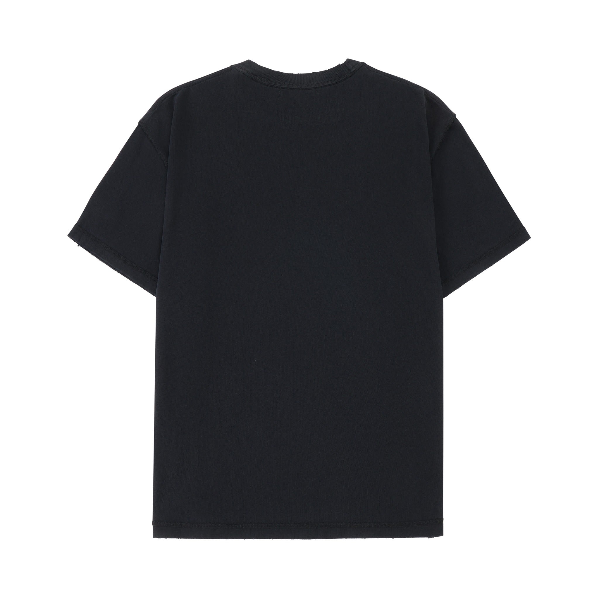Smoke Tee – Black – Back flat lay showing plain black back, short sleeves, and straight hem