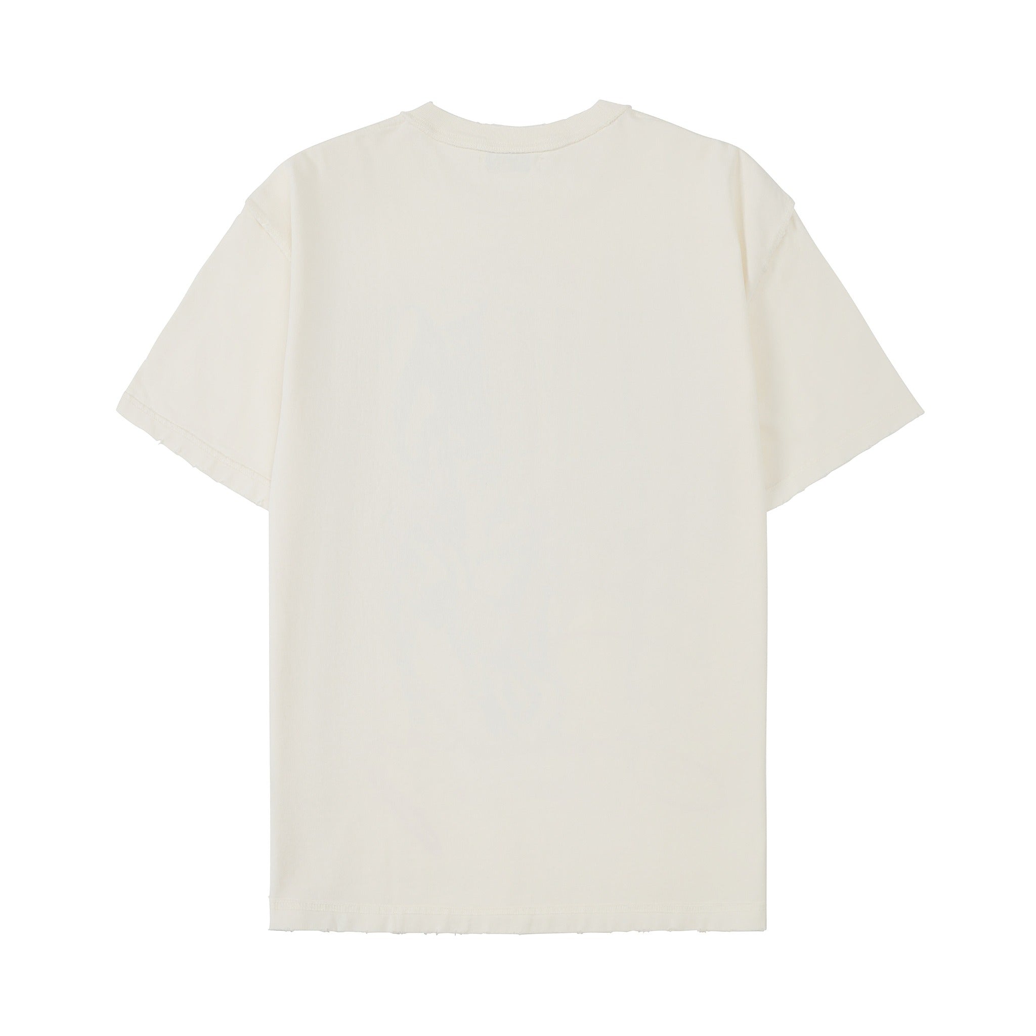 Smoke Tee – Cream – Back flat lay showing plain cream back, short sleeves, and straight hem